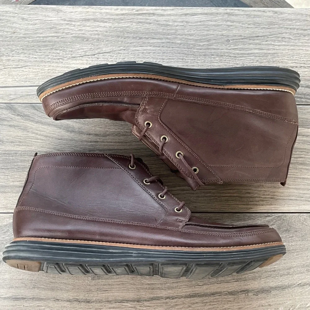 Cole Haan Original Grand Chukka Boots Mens 13 Brown Leather Moc Toe C26175 Lace